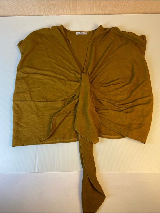 Zara Tops - Zara Mustard Tie Front Draped Knit Top Size M Made in Portugal